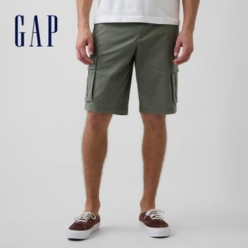【GAP】11吋基本款工人短褲-混合綠(901549)