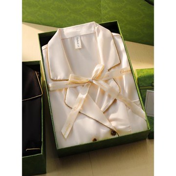 情侶睡衣女夏款2025新款冰絲男士薄款長袖網紅風純色套裝春秋禮盒