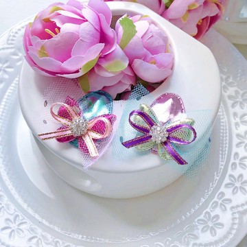 金屬感蝴蝶布貼嬰兒寶寶兒童閃亮水滴夾bb夾髮夾組