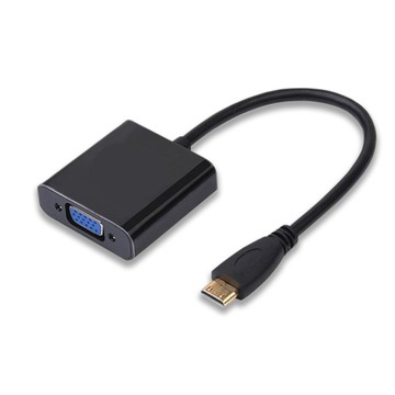 Bravo-u Mini HDMI(公)to VGA(母)鍍金接頭轉接器15cm(黑)