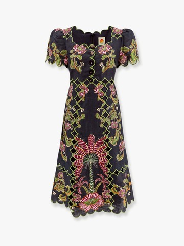 Linen dress with floral embroideries - FARM RIO - gender_Woman