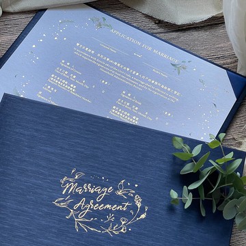美式結婚書約O橫式O皇室藍O結婚證書夾O三張書約組