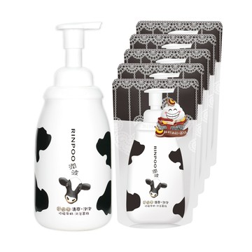 潤波 低脂牛奶清爽沐浴慕絲700ml(1瓶+5包) 展現清爽水嫰肌