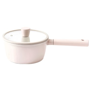 LaCena 粉雪系列陶瓷塗層不沾單柄鍋 附蓋  18cm  櫻花粉色  1個