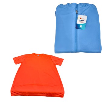 MI MI LEO 台灣製 機能防曬外套 + 路跑螢光T恤  XL  水藍色 + 螢光橘色