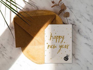 金色星星【CM17079】洛可可草莓手創 聖誕卡 明信片含信封