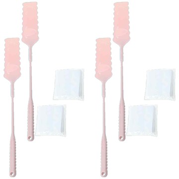 葉子小舖 長柄扁平刷 不織布縫隙除塵刷 刷子*1+替換布*10  粉色  4支