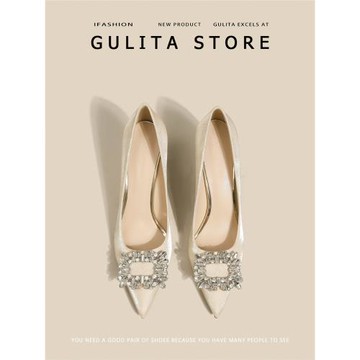 古莉塔2025年新款新娘主婚鞋訂婚高跟鞋法式婚鞋禾秀婚紗伴娘鞋女