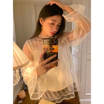 落落狷介 白色套頭蕾絲衫女2025年早春新款設計感小眾兩件套上衣