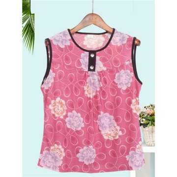 中老年女裝背心老人媽媽夏裝吊帶冰絲針織衫女無袖女士奶奶上衣