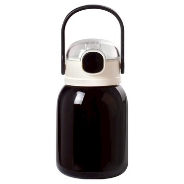 HIKARI 日光生活 不鏽鋼吸管大肚杯  曜石黑  500ml  1個