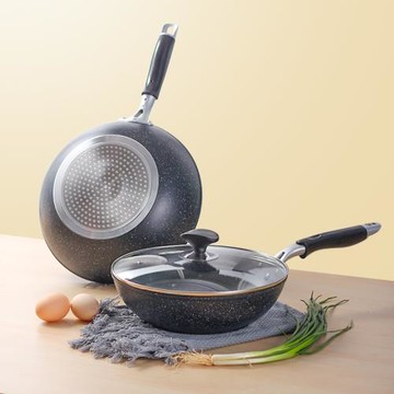 全家夠用~出日本~雙面麥飯石炒鍋不粘鍋家用平底炒菜鍋電磁爐用