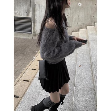 Codibook｜韓國 anyonemore 安格拉毛露肩針織衫2色［預購］針織衫 毛衣 女裝