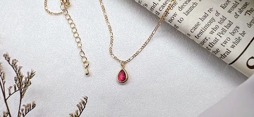 | 誕生石系列 | 7月 紅寶石925銀/14K包金項鍊 雙面戴 生日 禮盒