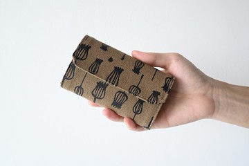 花朵紫背草 帆布可水洗紙 零錢包卡片夾 輕錢包 附紙盒 可包裝