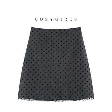 半身裙女秋季新款時髦網紗波點復古短裙遮胯顯瘦高腰包臀a字裙子