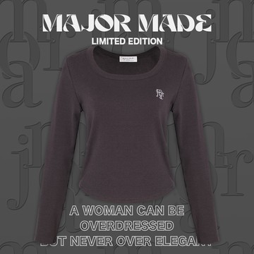 大圓領羅紋刺繡長袖上衣