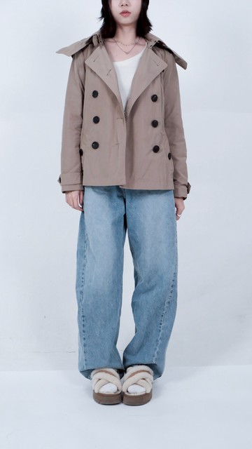 (S) burberry質感排釦短版棕色外套