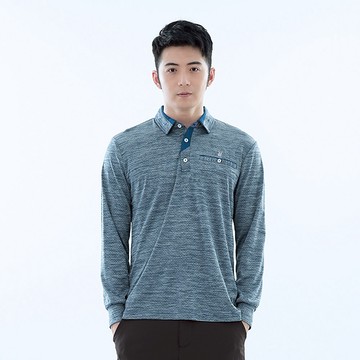 遊遍天下 男款抗UV防曬速乾吸濕排汗機能長袖POLO衫GL1037 灰藍