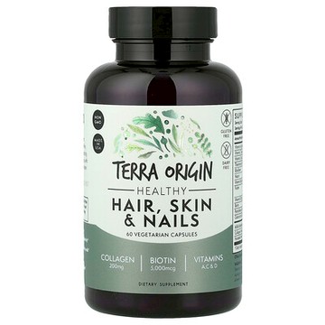 Terra Origin, 健康的頭髮、皮膚和指甲，60 素食膠囊