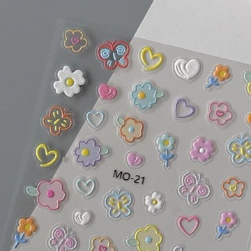 🎀台灣出貨🎀 美甲工具小紅書爆款韓系小花朵浮雕立體美甲貼卡通diy防水浮雕貼筆桿貼紙