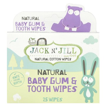 Jack n' Jill, 天然嬰兒牙齦牙齒濕巾，25 片獨立包裝的濕巾