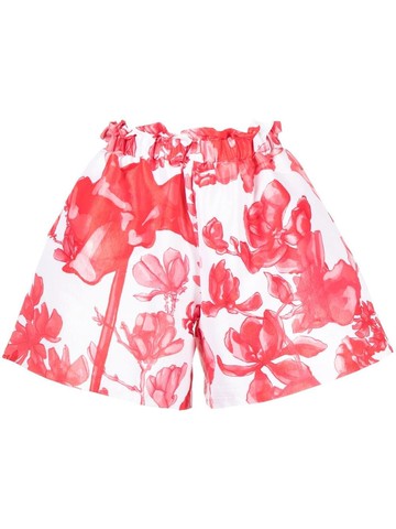 Kika Vargas - floral-print paperbag shorts - women - Elastane/Nylon/Polyester - XS - Red