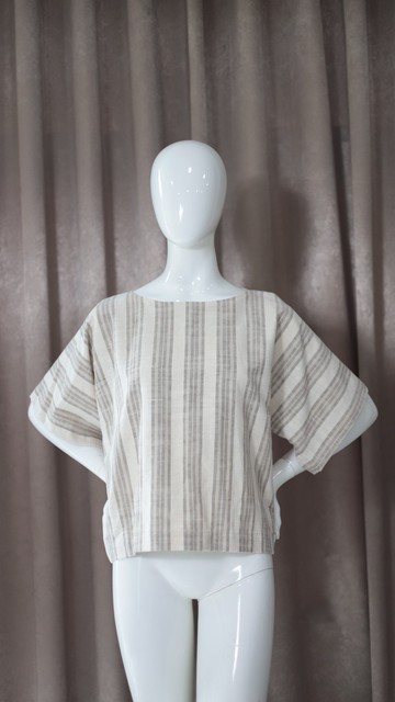 Loom & Leaf - 寬袖和服式上衣 手捻棉手工編織