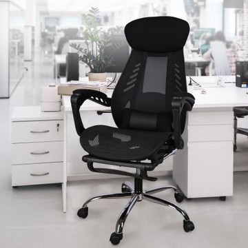 AOTTO 透氣護腰可擱腳電腦椅(電腦椅 辦公椅 網椅)