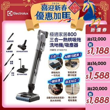 Electrolux 伊萊克斯 極適家居800 三合一熱烘吸拖洗地機 (冷峽灰) EFW81713