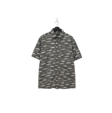 Back to Green-魚圖騰短袖襯衫 灰綠 魚重影 ff-03 vintage shirt