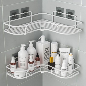 浴室衛生間置物架免打孔廁所洗手間洗漱臺墻上三角收納洗澡壁掛式