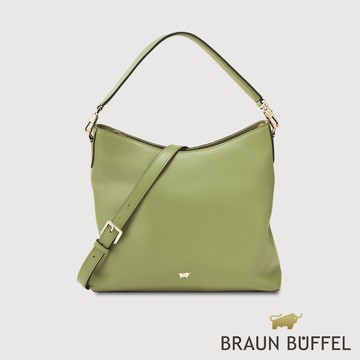 【BRAUN BUFFEL德國小金牛】台灣總代理  蘿拉-M 大斜背包-酪梨綠/BF855-26-AVG