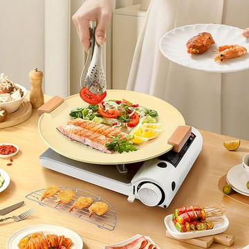 韓式馬卡龍陶瓷不沾多功能煎烤盤36CM 清新綠