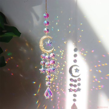 精選好物🌈ins室內月亮水晶陽光捕手掛件生日禮物臥室彩虹風鈴水晶掛件禮物
