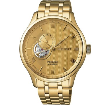 SEIKO 精工 PRESAGE 日式庭園開芯鏤空機械錶/全金/41.8mm (4R39-00W0Y/SSA468J1)