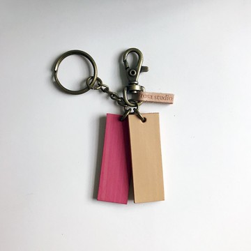 皮革鑰匙圈│粉黃SAC01010