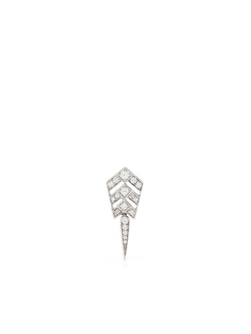STATEMENT PARIS - Stairway Arrow diamond drop earring - women - Diamond/Rhodium Plated Sterling Silver - One Size