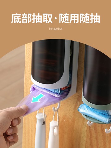 垃圾袋收納盒廚房塑料袋收集器壁掛家用方便袋子整理神器掛壁式大