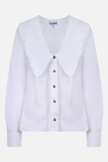 GANNI bib-detailed cotton shirt Woman