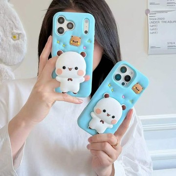 卡通支架一二布布iPhone14/13適用12蘋果17/16/15PROMAX手機殼套
