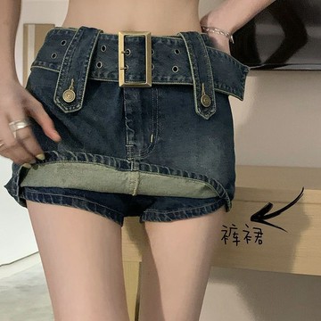 牛仔寬褲女 大尺碼牛仔褲 高腰直筒褲女 顯瘦長褲 韓版牛仔褲女 設計感辣妹高腰牛仔半身裙女小個子夏季新款韓版顯瘦包臀裙裙