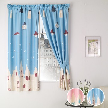 窗簾 魔法電燈與移動城堡遮光窗簾/兒童房窗簾 訂製窗簾 客製化(寬200cm*高170cm)