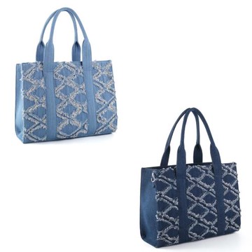 Sp house 流行刷破感牛仔布大容量 手提包 側肩包 斜背包 托特包(2色可選)