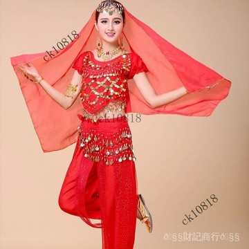 ✨可開發票#印度舞蹈錶演齣服套裝民族舞秧歌舞新疆舞成人新款肚皮舞服裝大碼#免運費