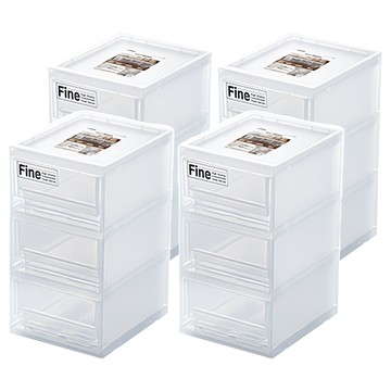 KEYWAY 聯府 三層收納盒 3小抽 S(160 x 136 x 247mm) 3L  透明色  4個