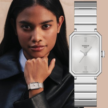 TISSOT 天梭 SRV系列 復古款典雅方形石英錶/銀/30mm/T1601101103300