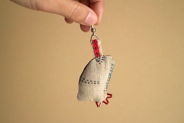 雙面抽象刺繡吊飾