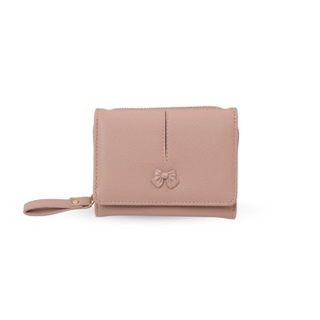 Ribboné 柔霧翻蓋零錢中夾-粉色 女夾 韓系氣質皮夾 可愛短夾 人氣女用皮夾