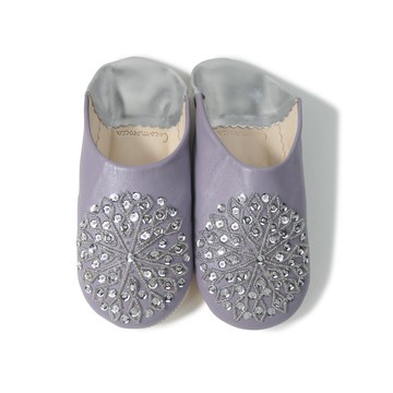 高品質 紫色&銀色 / 銀色 摩洛哥 無味 皮革 Babouches 拖鞋